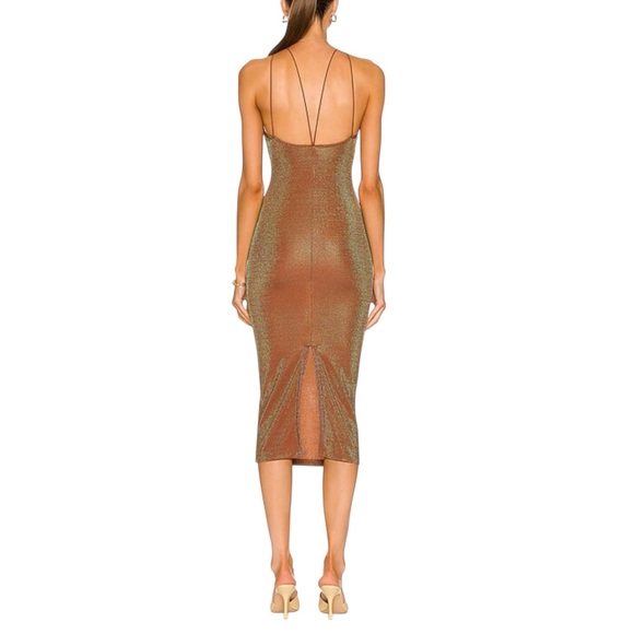 NWT ALIX NYC Shiloh Halter Sleeveless Midi Dress MEDIUM in Iridescent Copper - Picture 2 of 8